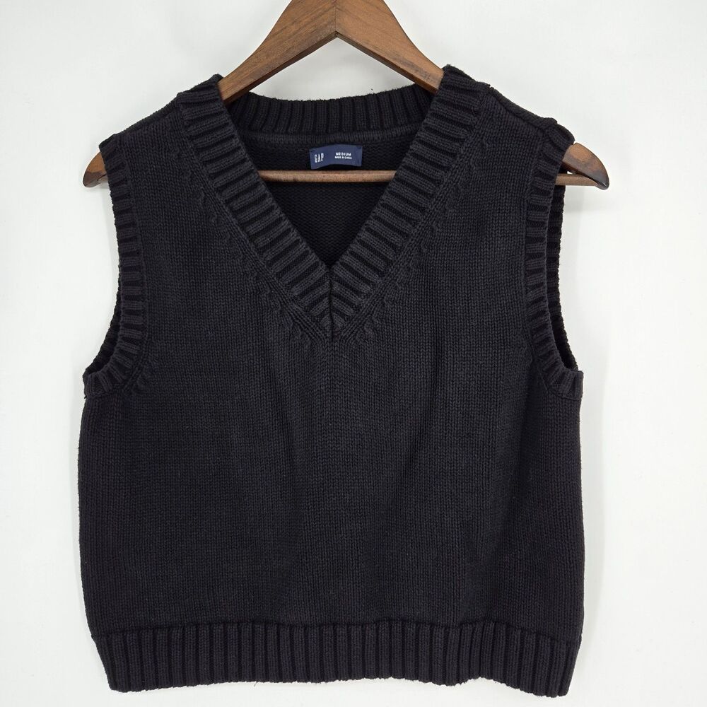 Gap Cotton Sweater Vest Medium Dark Academia Preppy Minimalist 90s Y2K